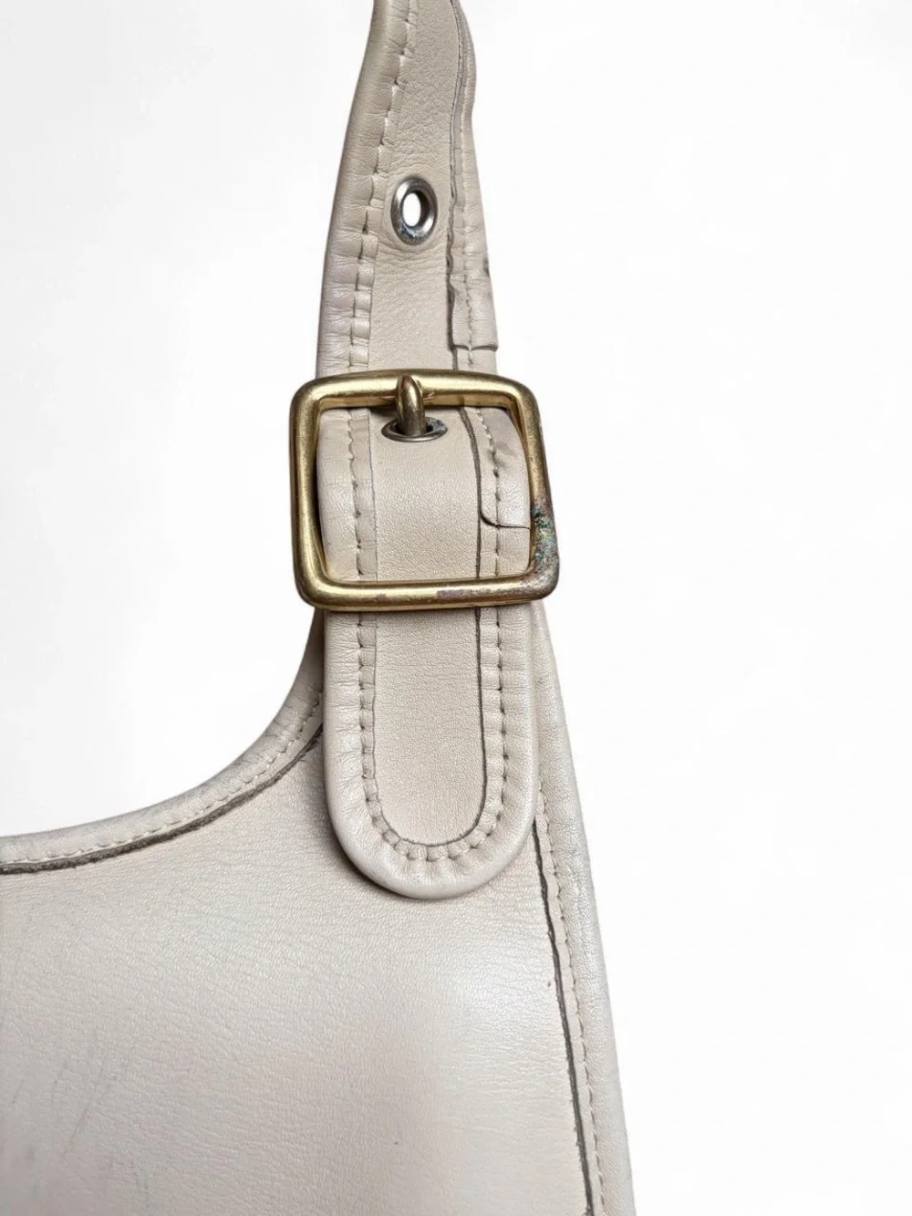 Coach Cream Leather Crescent Saddle Bag